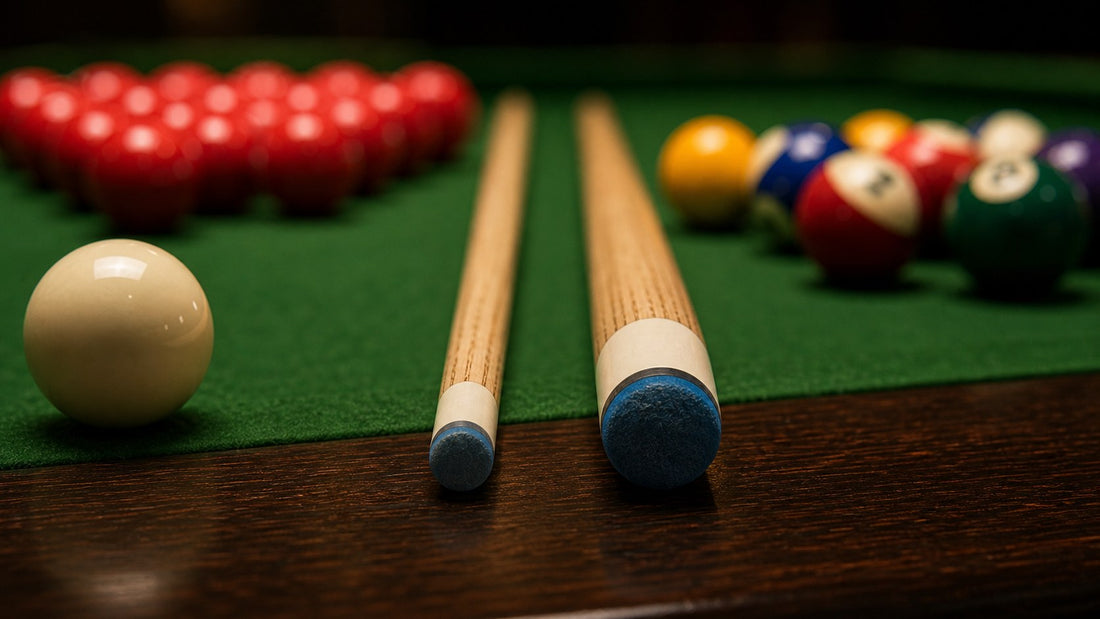 Why Are Snooker Cues Thinner Than Pool Cues? featured image for The Break Room