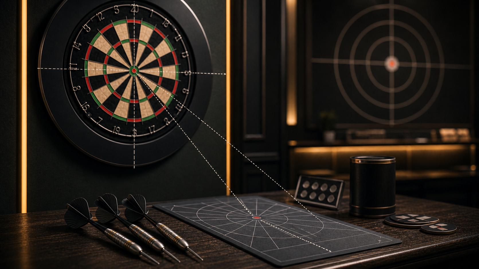 Aim darts like a pro featured image with sightline guides and grouped darts