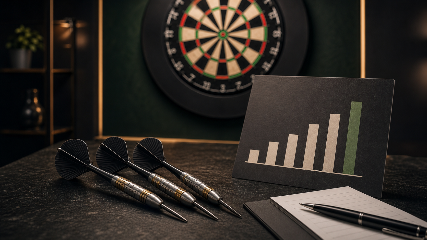 Forty five darts average featured image with performance chart and dartboard