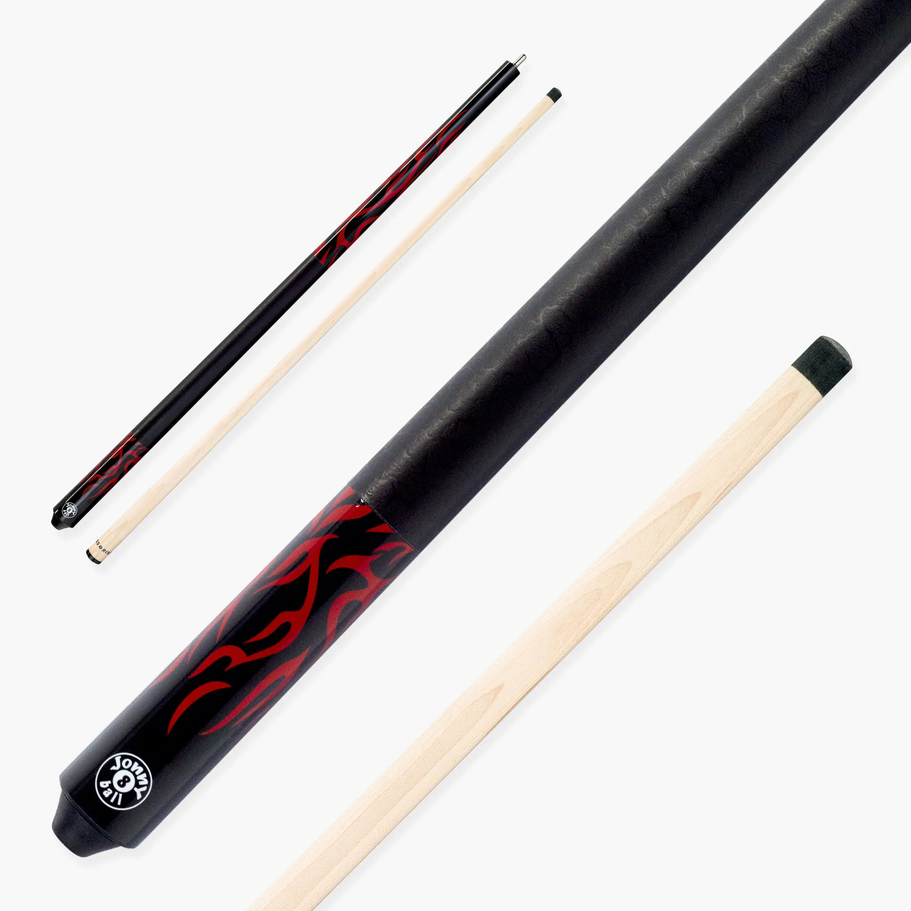 Jonny 8 Ball black American pool break cue Cue + Case