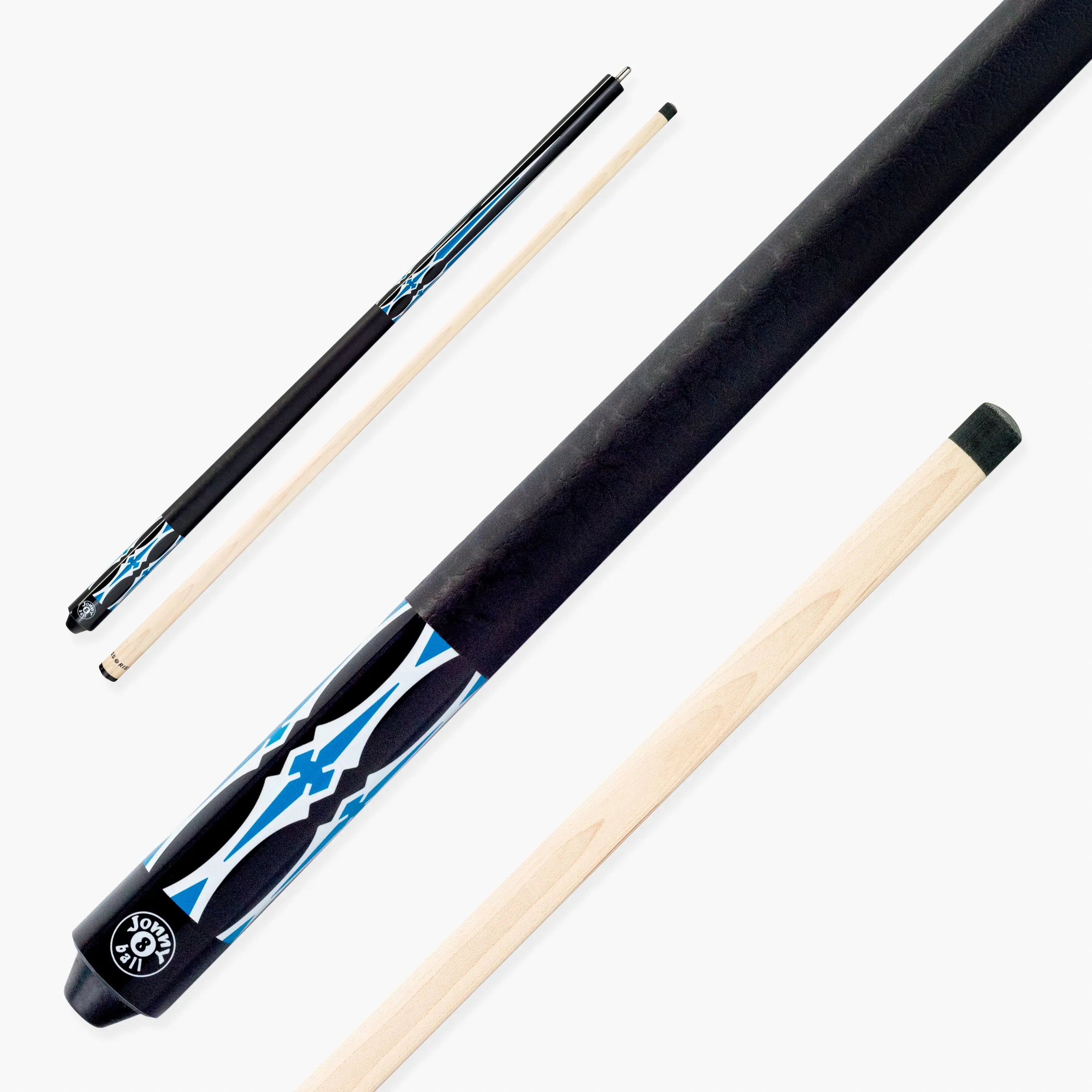 Jonny 8 Ball black American pool break cue Cue + Case