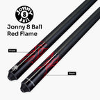Jonny 8 Ball black American pool break cue Cue + Case