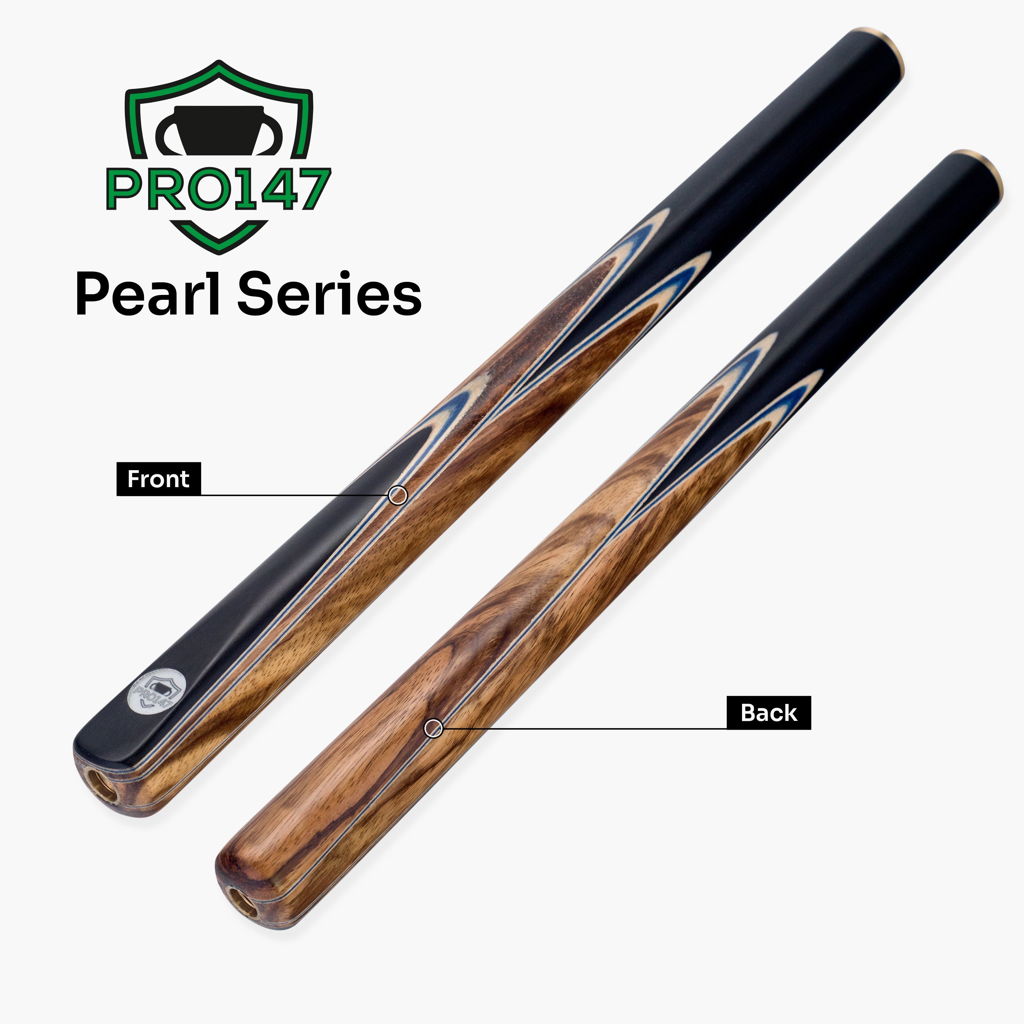 PRO147 Pearl Series Blue Zebra 3/4 cue Cue + Case
