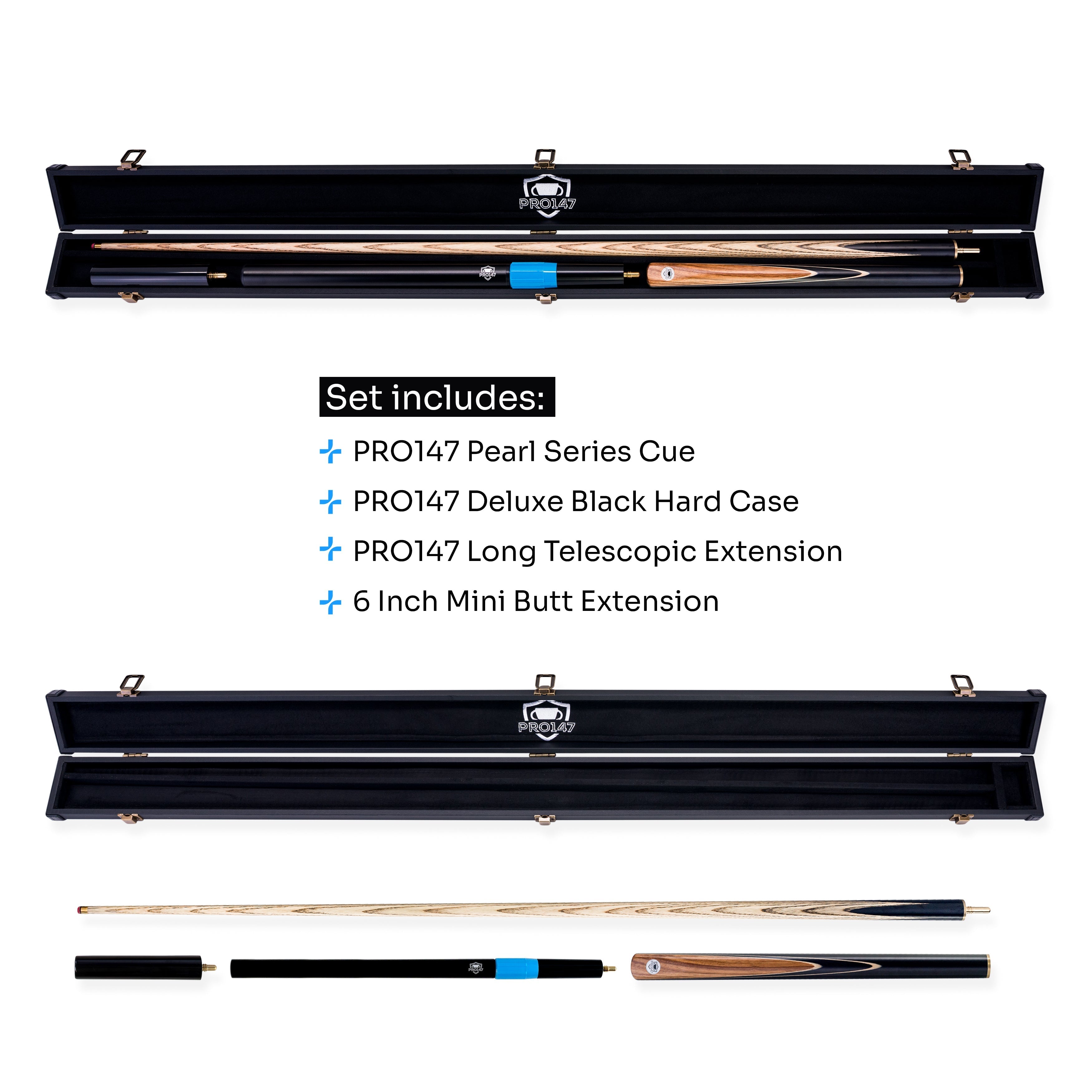 PRO147 Pearl Series Hazel Burl 3/4 cue and case set Cue + Case