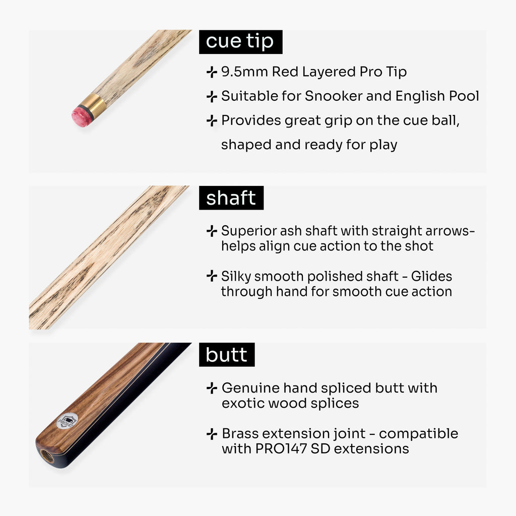 PRO147 Pearl Series Hazel Burl 3/4 cue Cue + Case