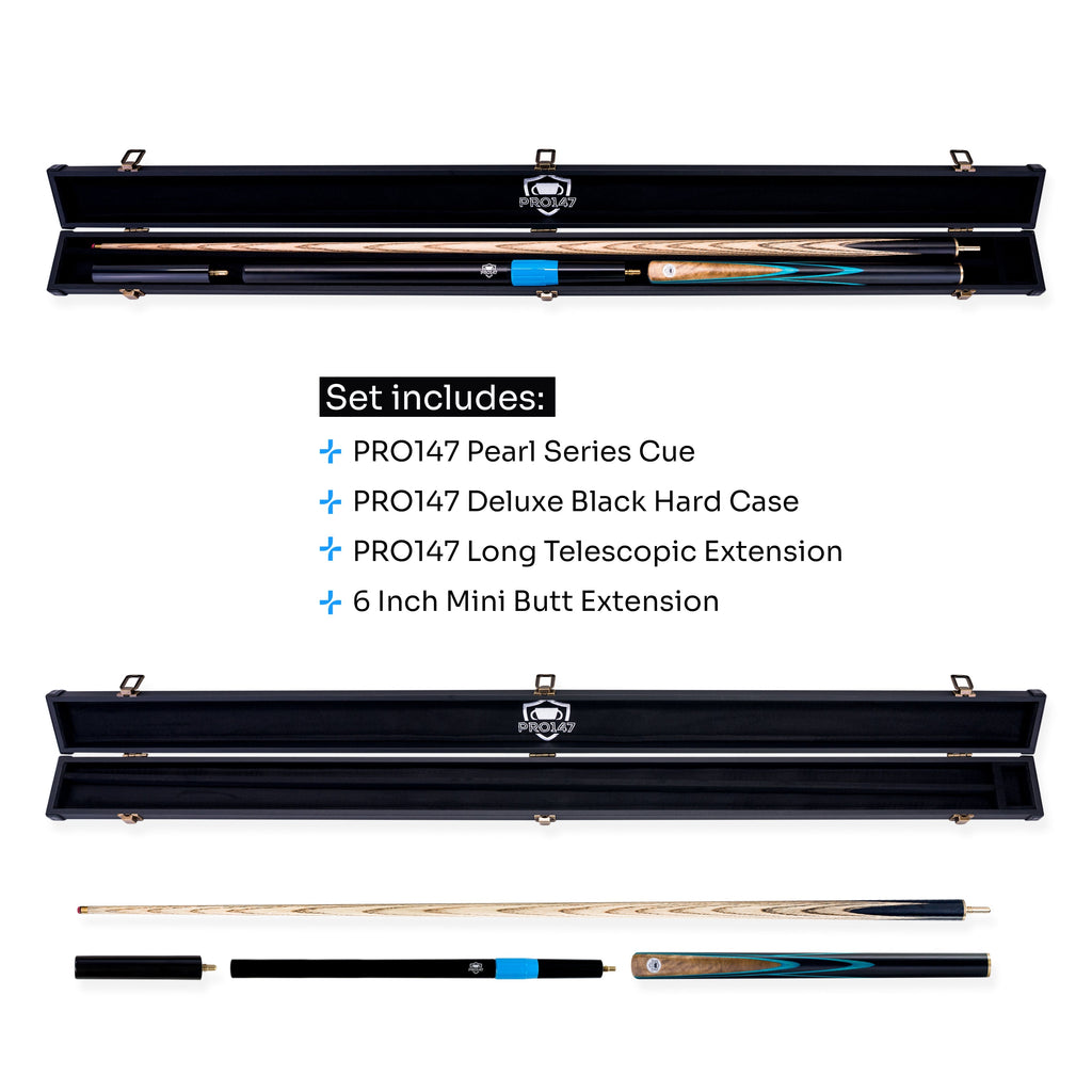 PRO147 Pearl Series Blue Burl 3/4 cue and case set Cue + Case