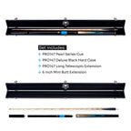 PRO147 Pearl Series Blue Burl 3/4 cue and case set Cue + Case
