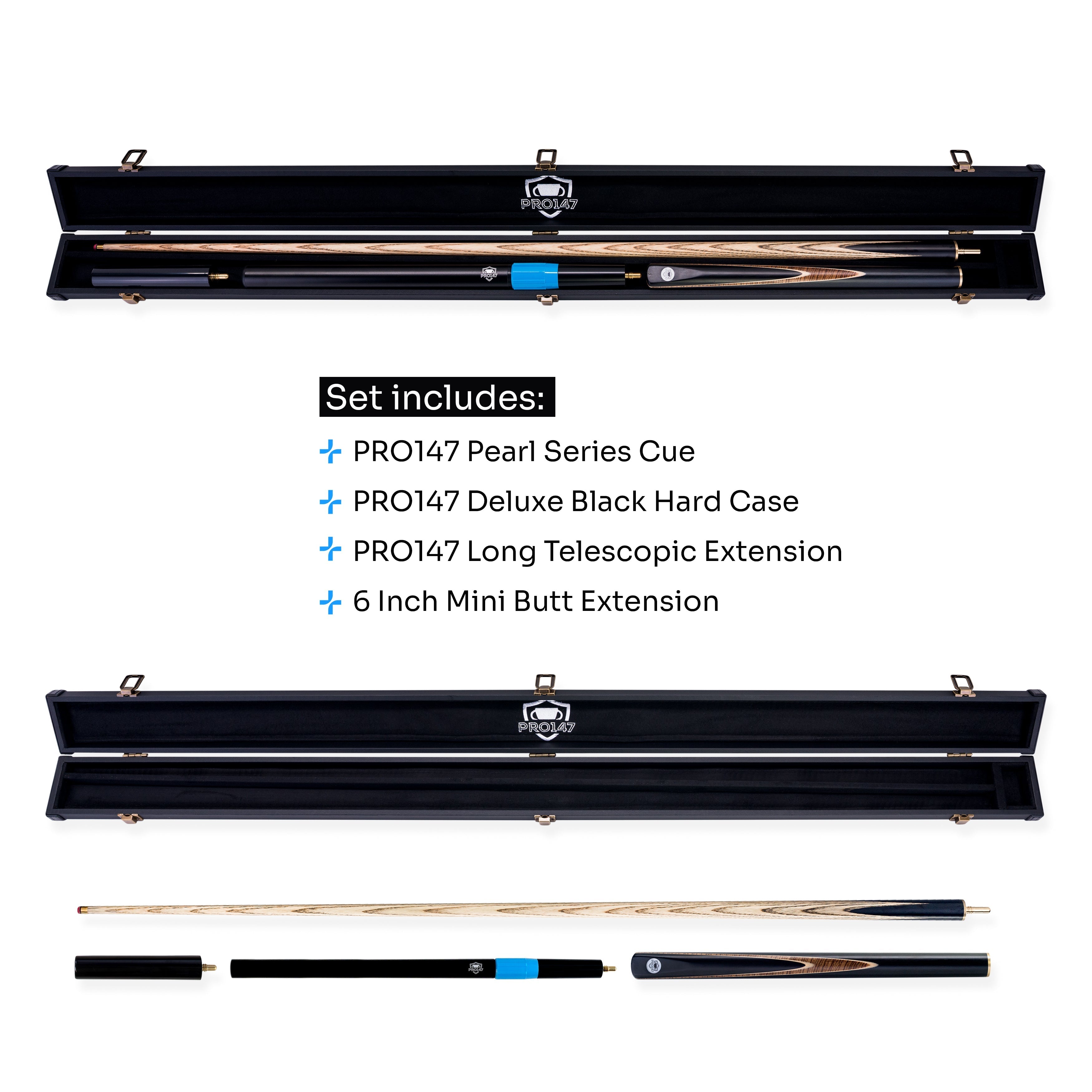 PRO147 Pearl Series Zebra 3/4 cue and case set Cue + Case