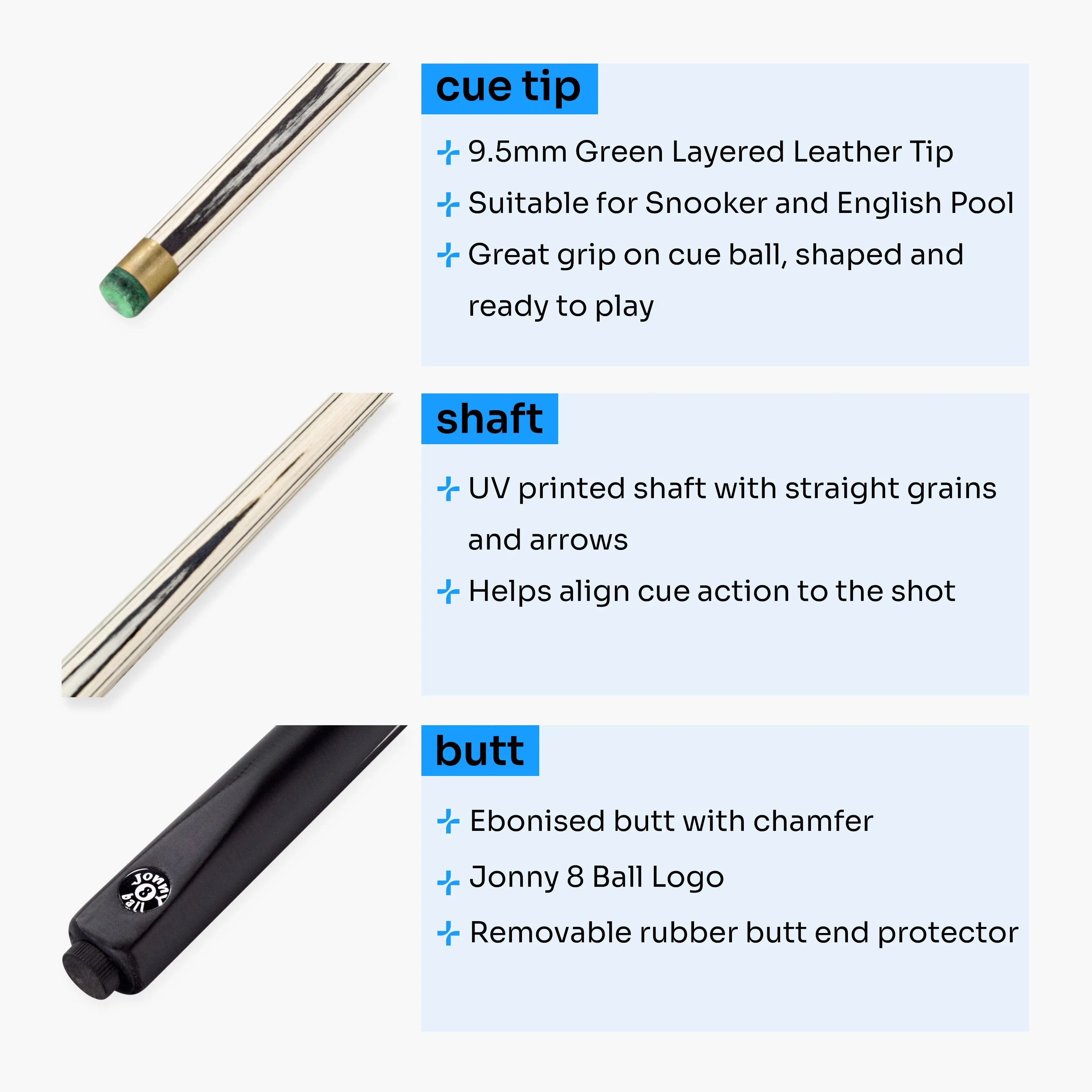 Jonny 8 Ball Panther 57-inch 2-piece cue Cue + Case