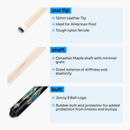 Jonny 8 Ball blue 58-inch American pool cue Cue + Case