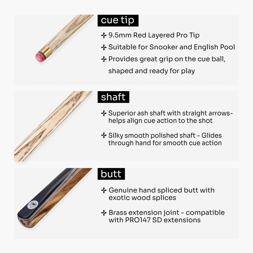PRO147 Pearl Series Blue Zebra 3/4 cue Cue + Case