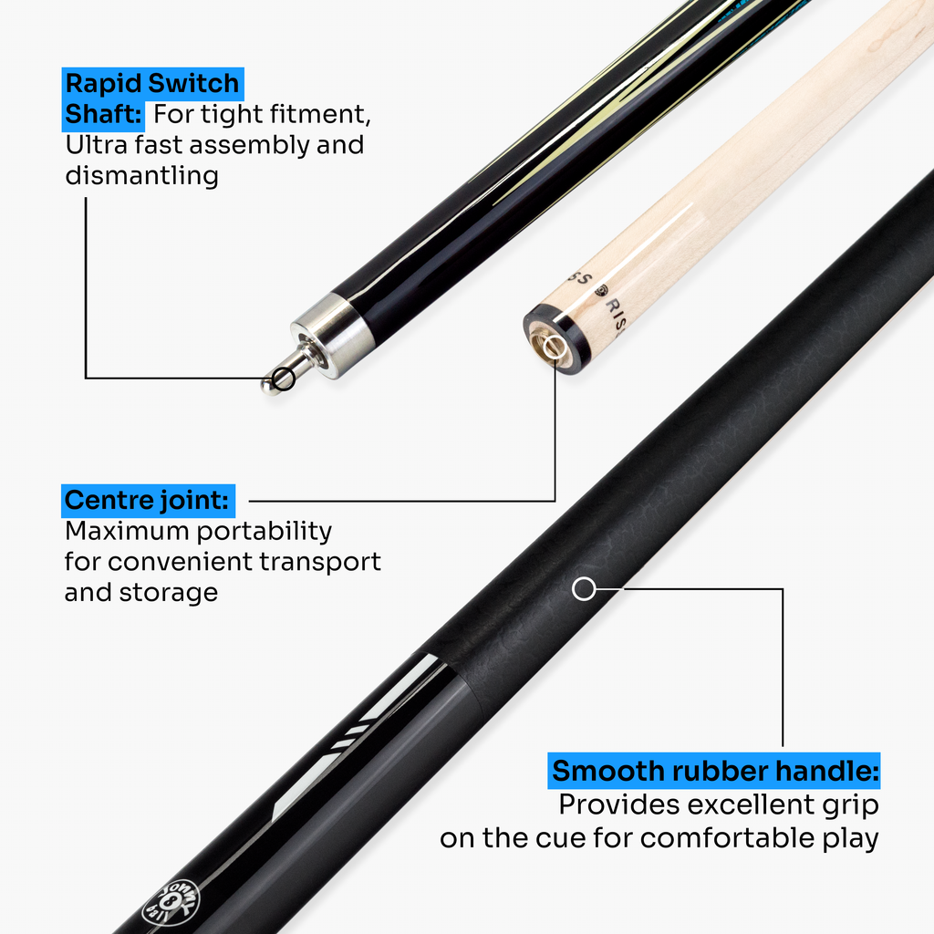 Jonny 8 Ball black 58-inch American pool cue Cue + Case