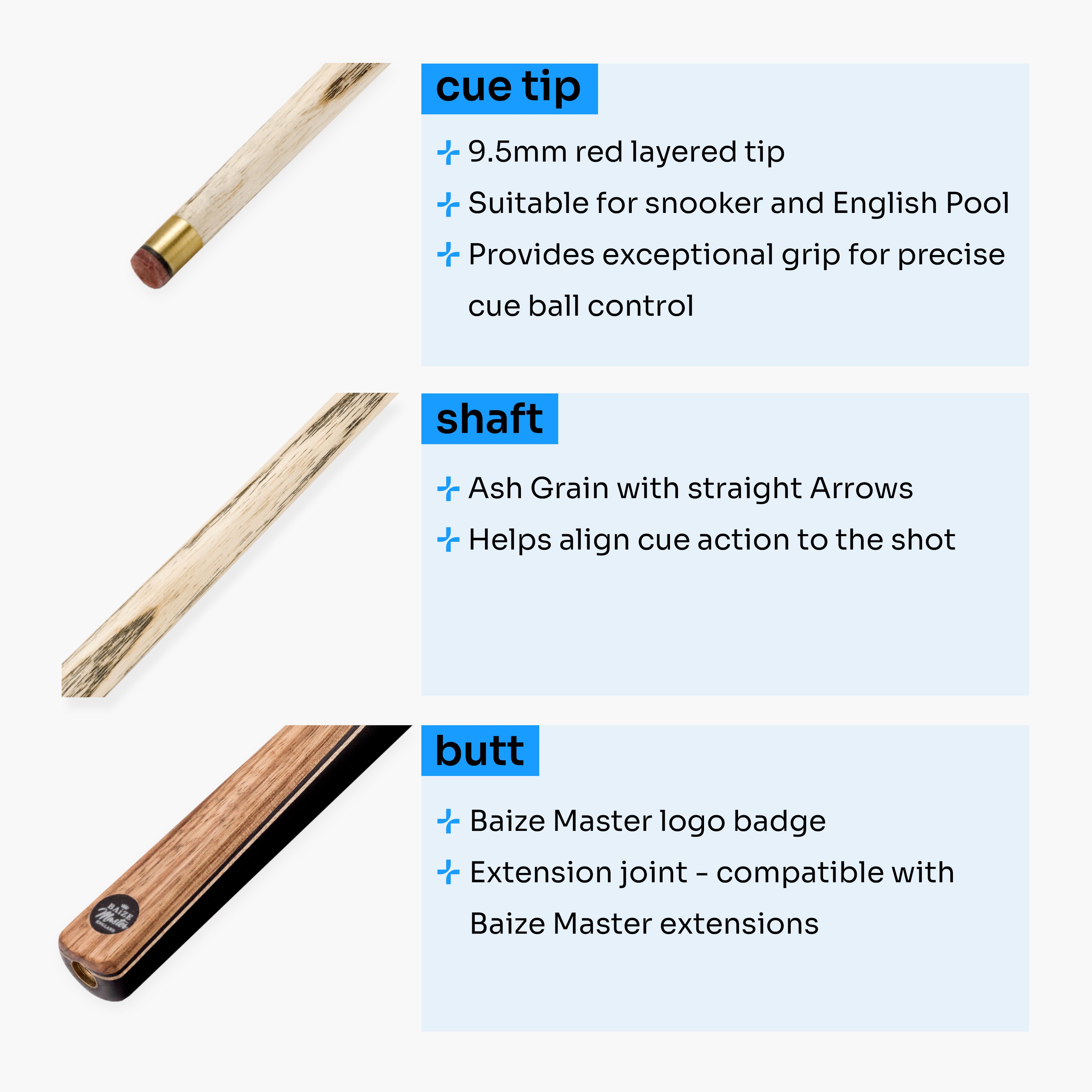Baize Master Paragon 57-inch cue and case set - 9.3mm tip Cue + Case