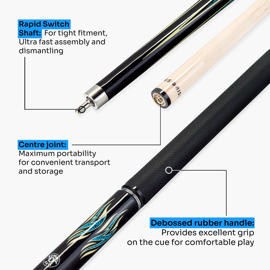 Jonny 8 Ball blue 58-inch American pool cue Cue + Case