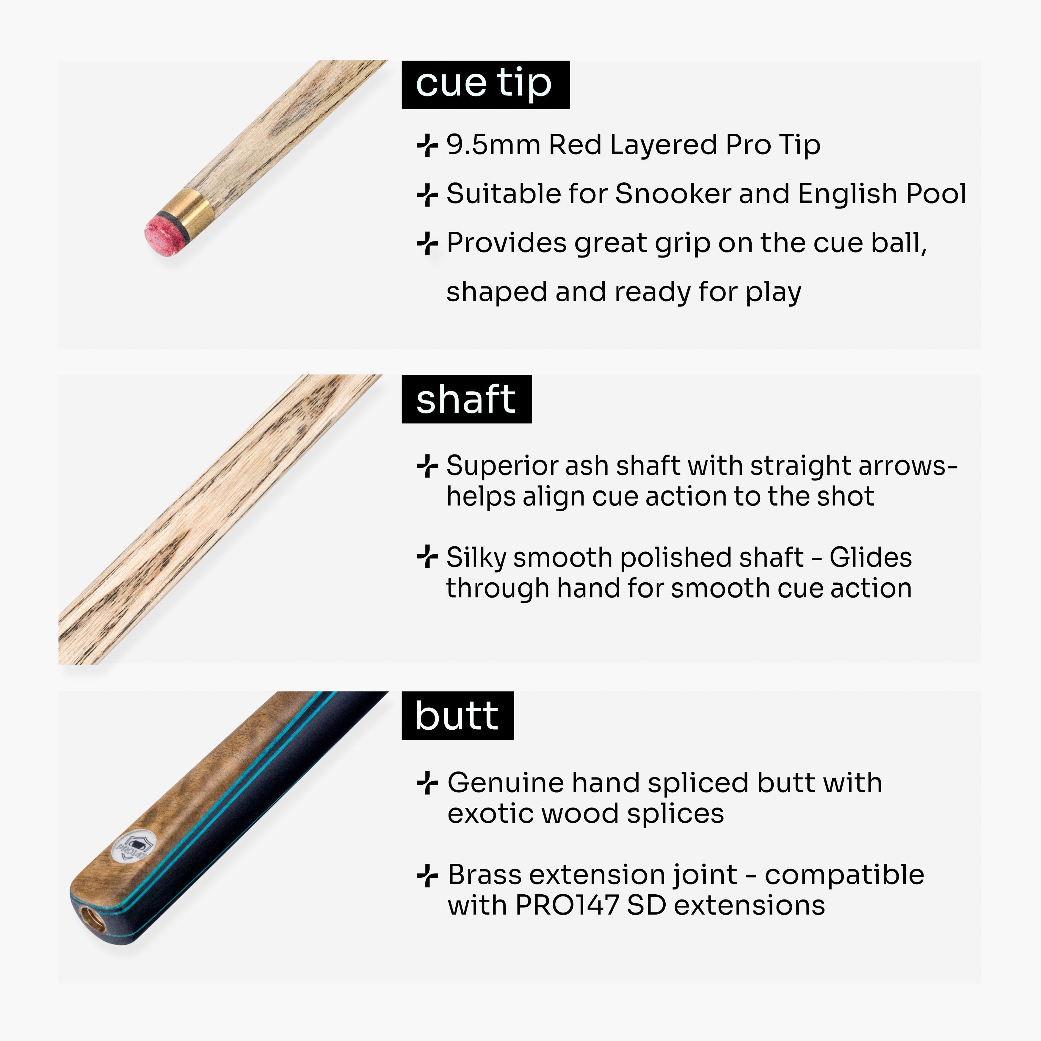 PRO147 Pearl Series Blue Burl 3/4 cue and case set Cue + Case