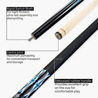 Jonny 8 Ball black American pool break cue Cue + Case
