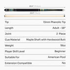 Jonny 8 Ball Aqua Riss American pool break jump cue Cue + Case