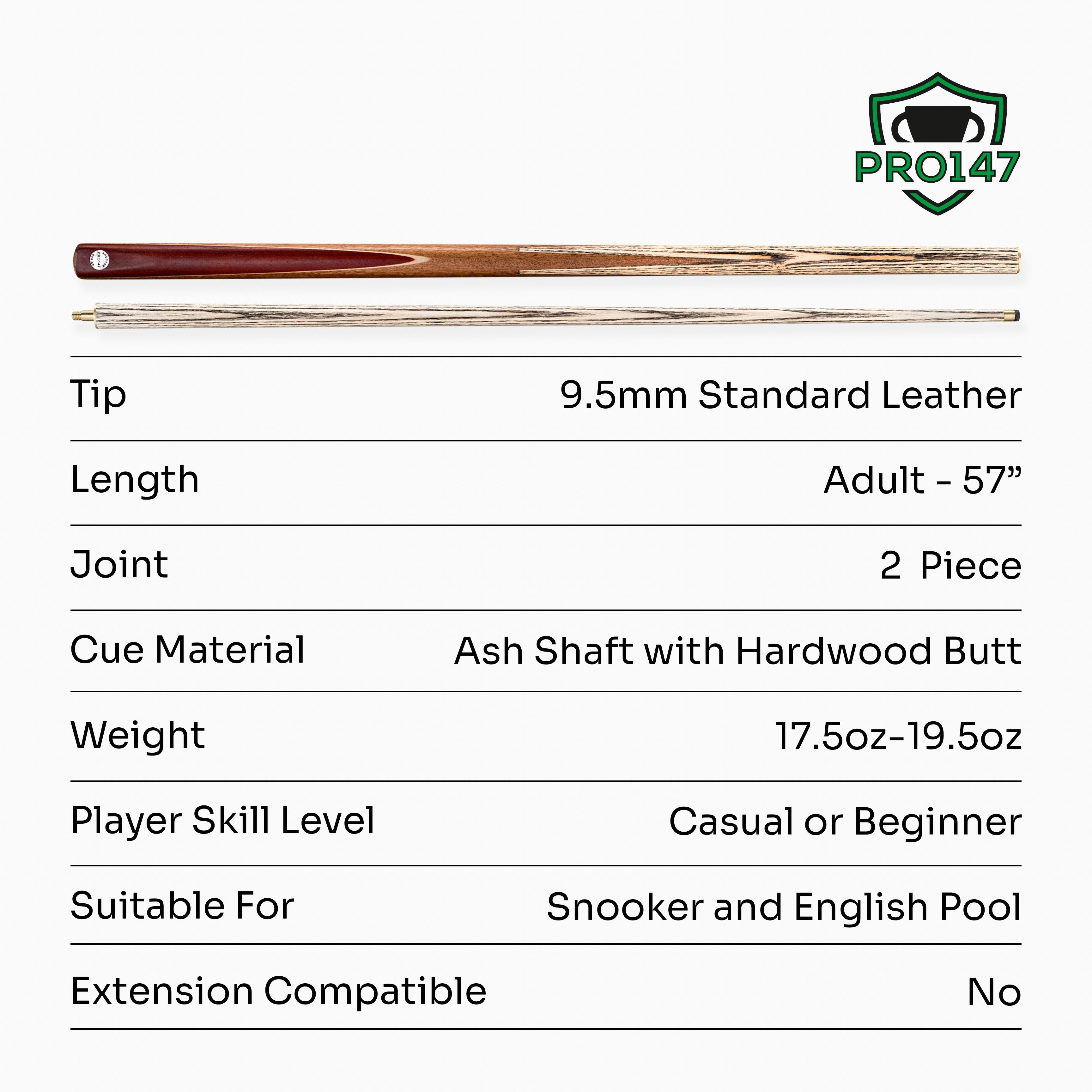 PRO147 Traditional Champion 57-inch 2-piece cue Cue + Case