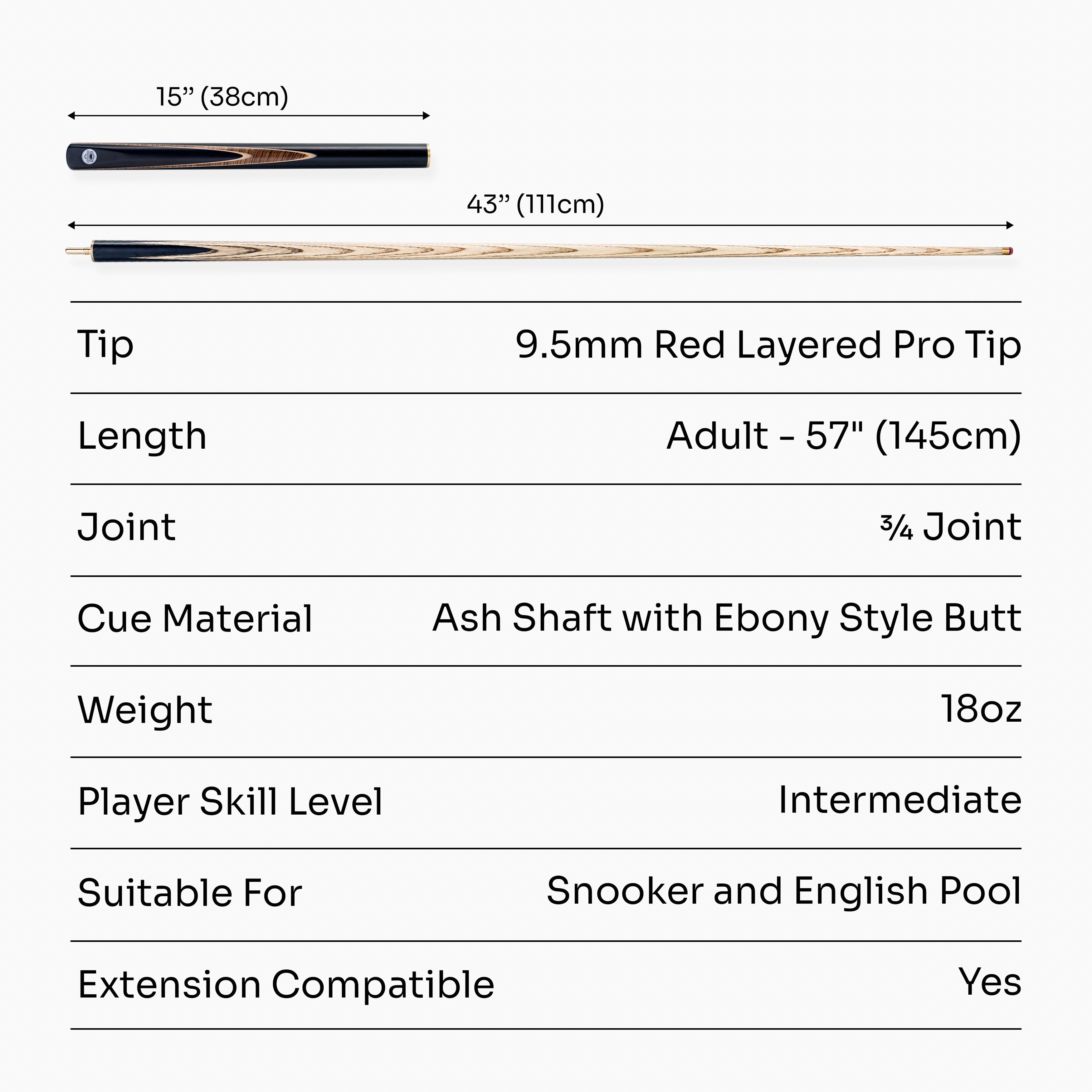 PRO147 Pearl Series Zebra 3/4 cue Cue + Case