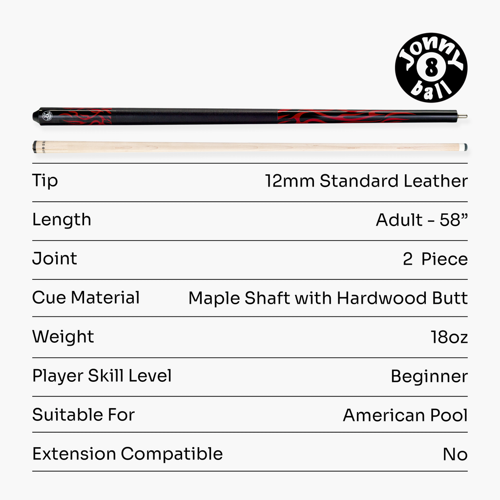 Jonny 8 Ball black 58-inch American pool cue Cue + Case