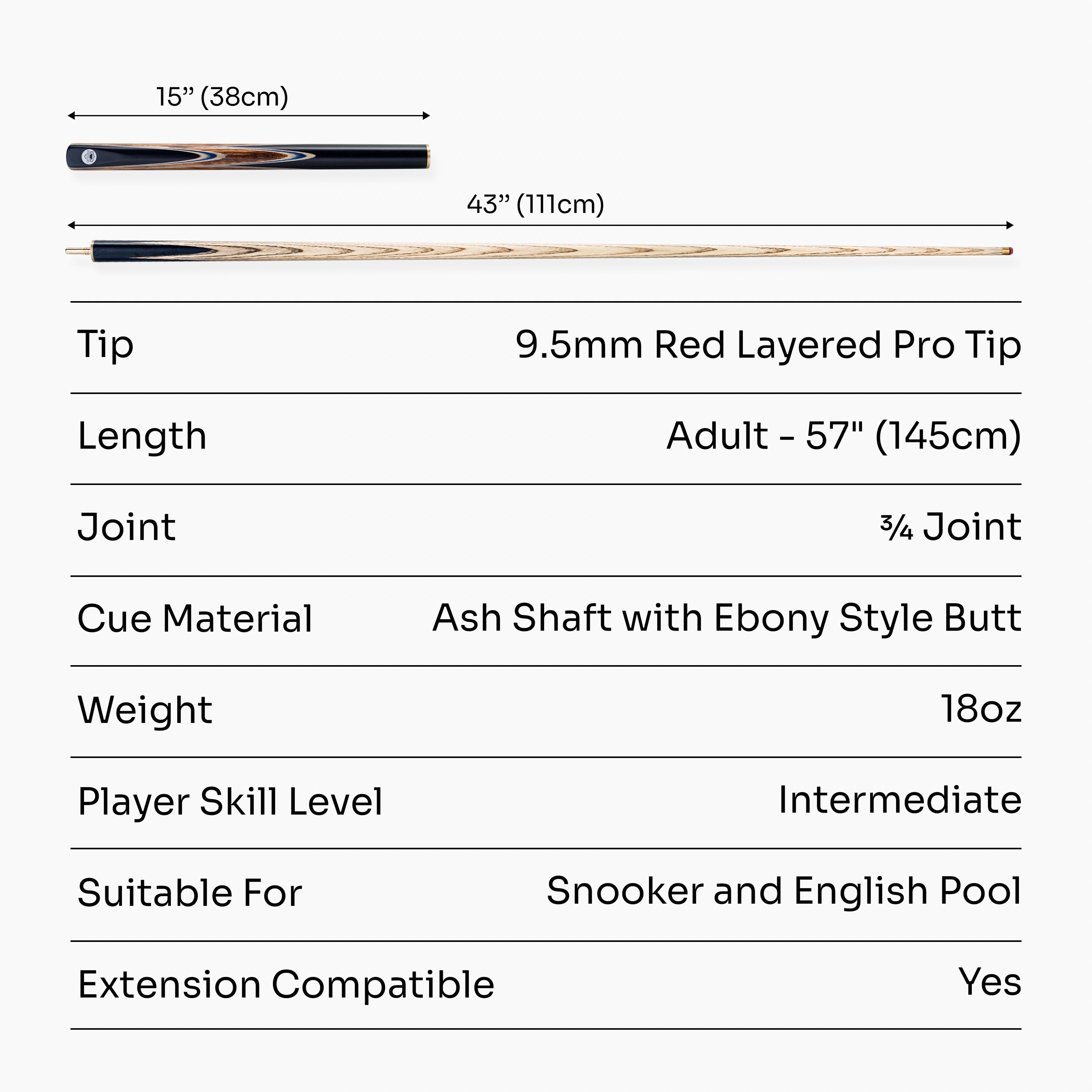 PRO147 Pearl Series Blue Zebra 3/4 cue Cue + Case