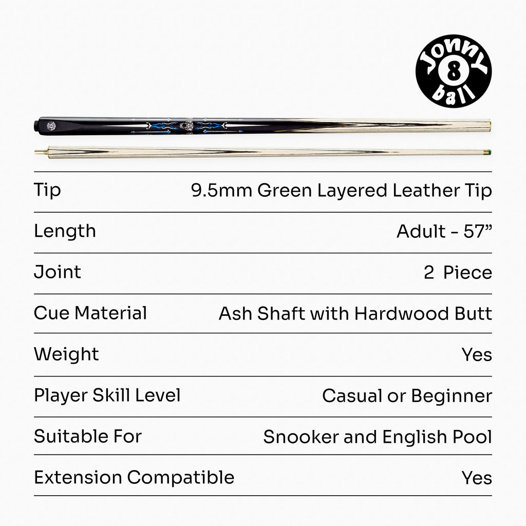 Jonny 8 Ball Panther 57-inch 2-piece cue Cue + Case