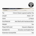 Jonny 8 Ball Panther 57-inch 2-piece cue Cue + Case