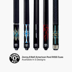 Jonny 8 Ball black American pool break cue Cue + Case