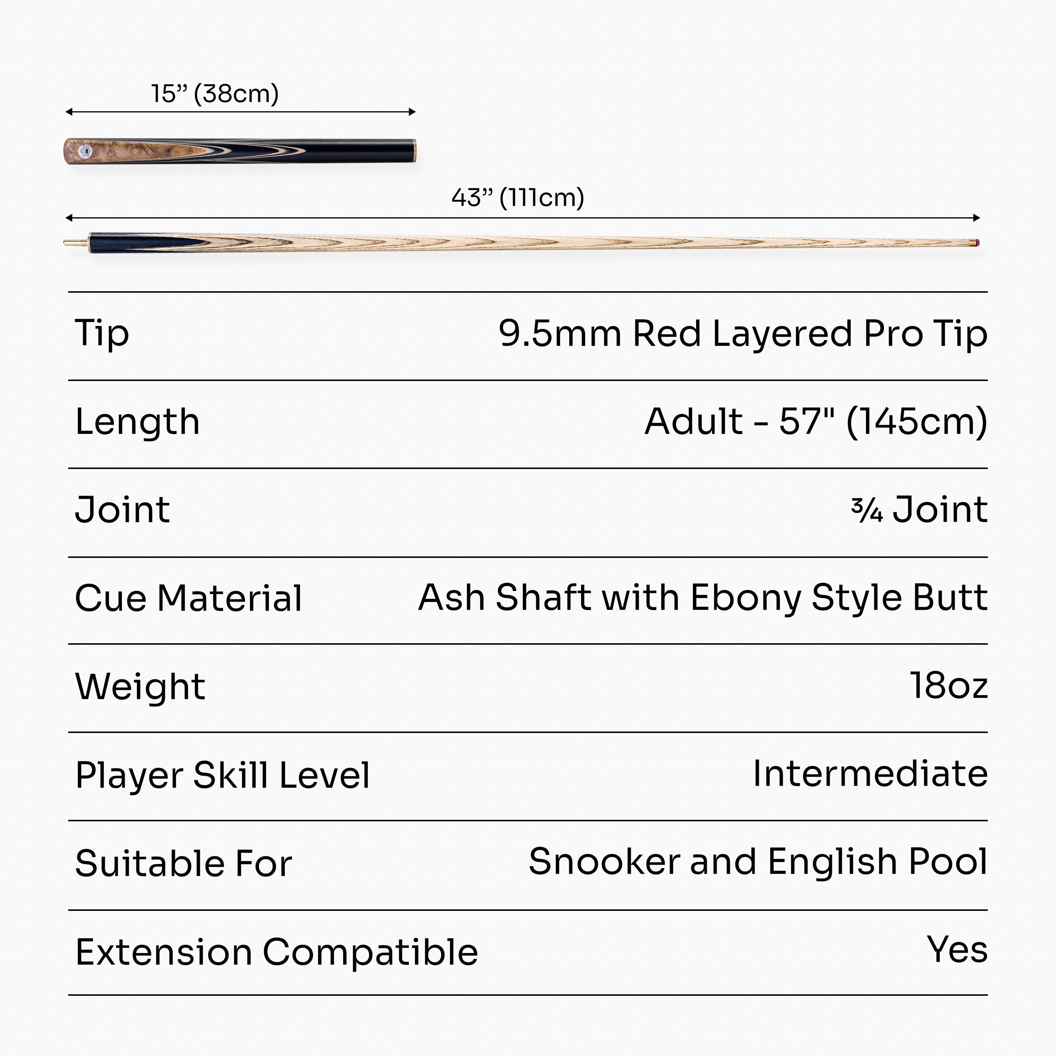 PRO147 Pearl Series Gold Burl 3/4 cue and case set Cue + Case