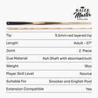 Baize Master Paragon 57-inch cue and case set - 9.3mm tip Cue + Case