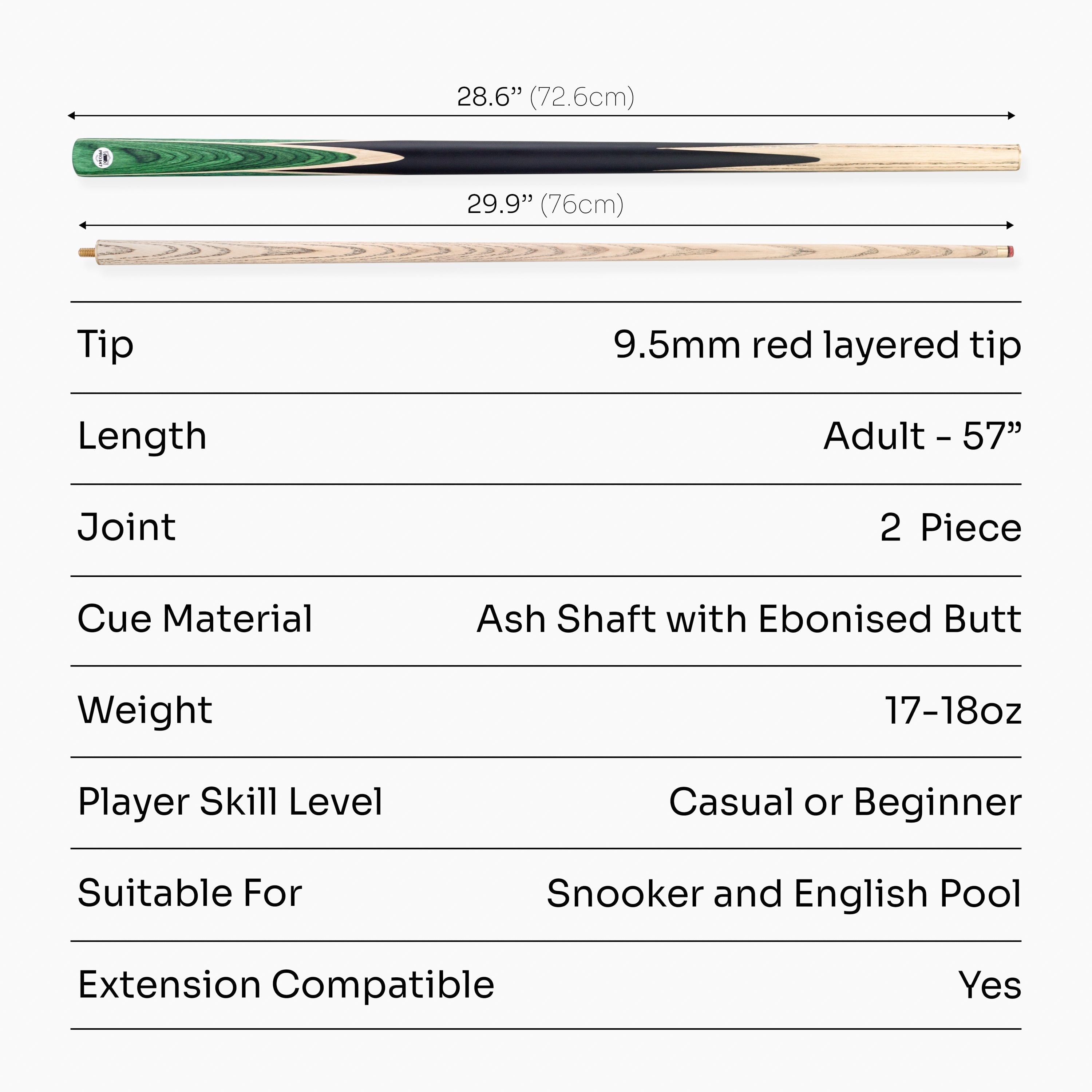 PRO147 Windsor 57-inch 2-piece cue Cue + Case