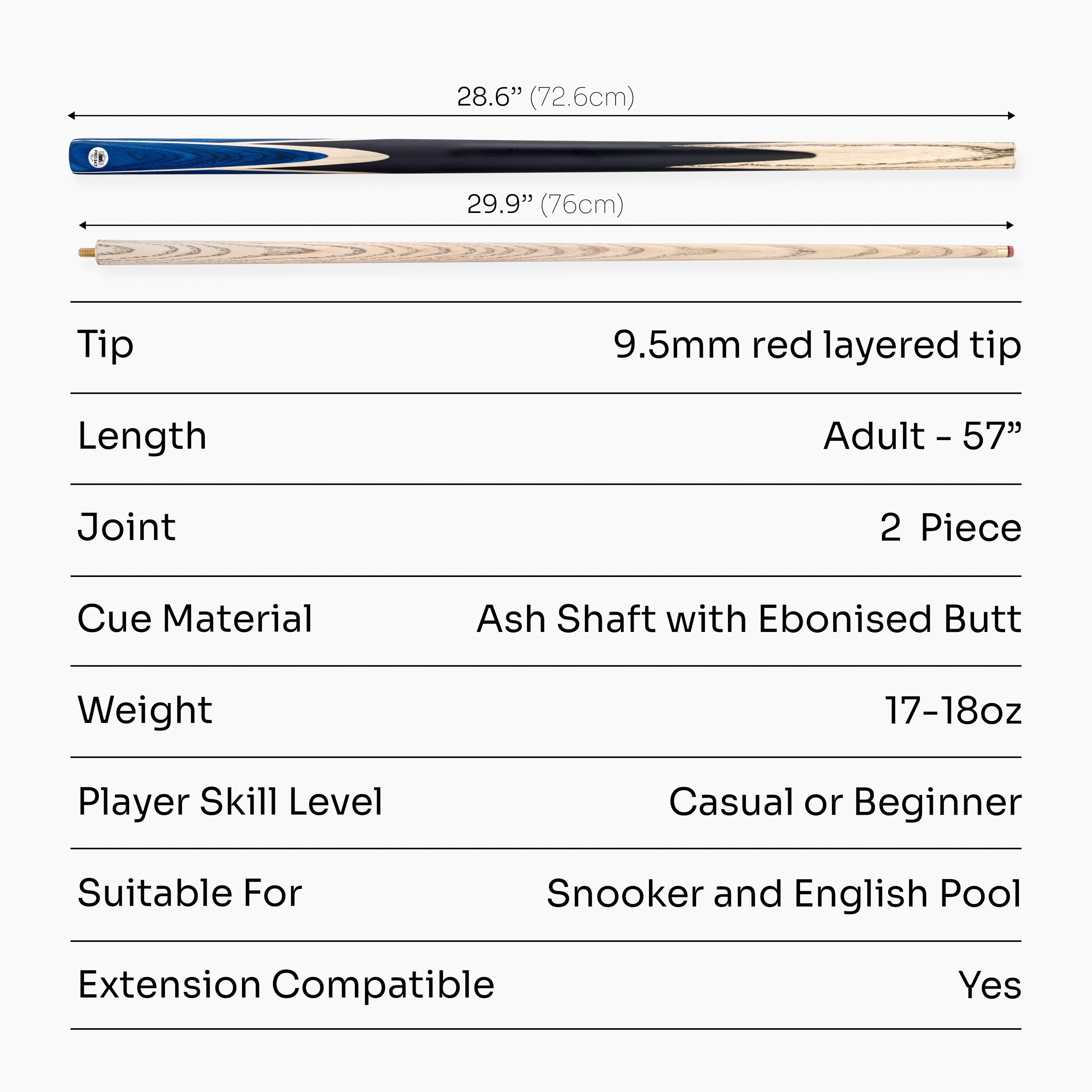 PRO147 Windsor 57-inch 2-piece cue Cue + Case