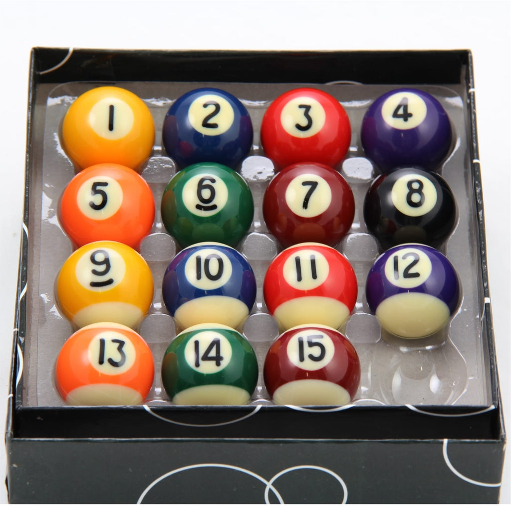 Mini magnetic spots and stripes pool balls - 15 set Cue + Case