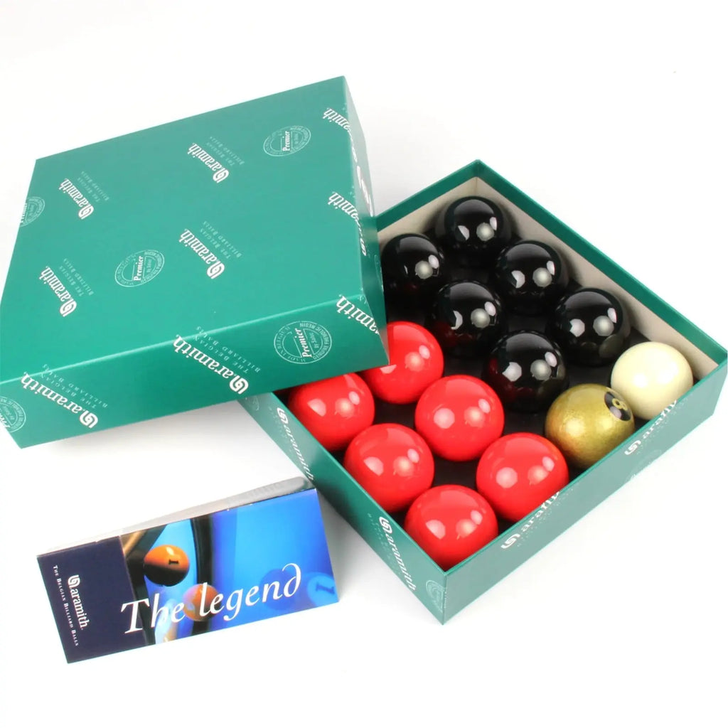 Aramith Premier Gold 8 Ball red and black pool balls Cue + Case