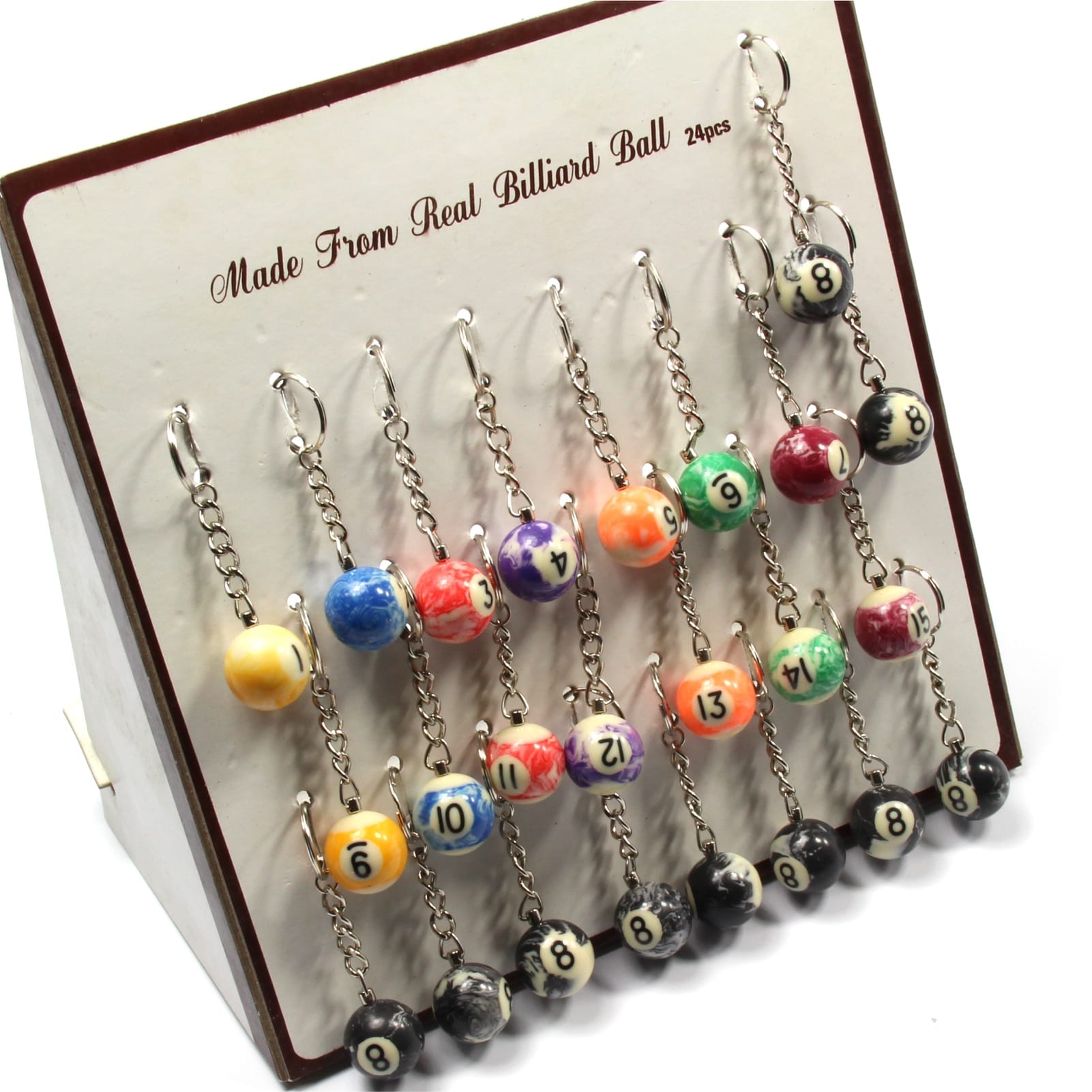 Miniature marble pool ball keyring - 2.5cm Cue + Case