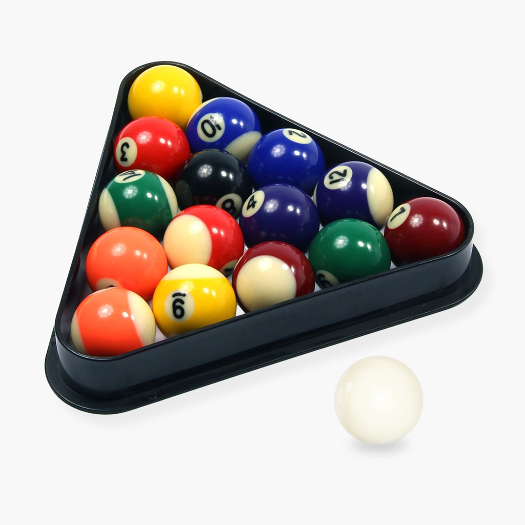 Economy kids spots and stripes pool balls with triangle Cue + Case