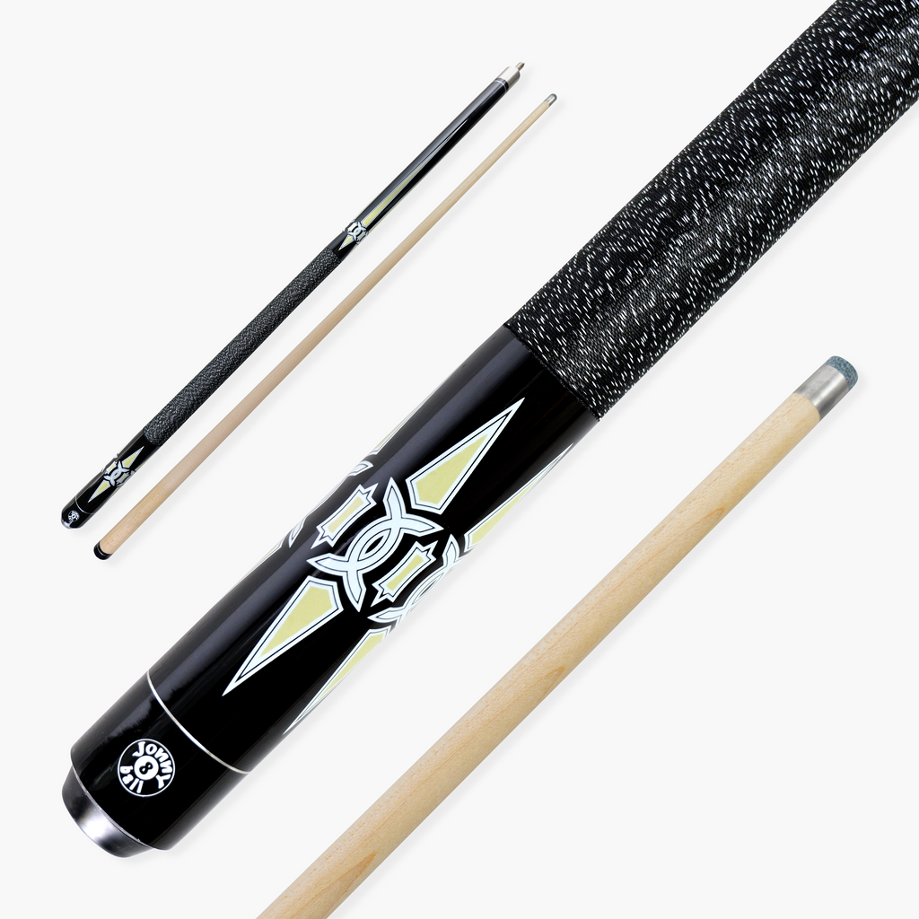 Jonny 8 Ball Geometric 57 Inch 2 Piece Snooker Pool Cue 10mm Tip Cue + Case