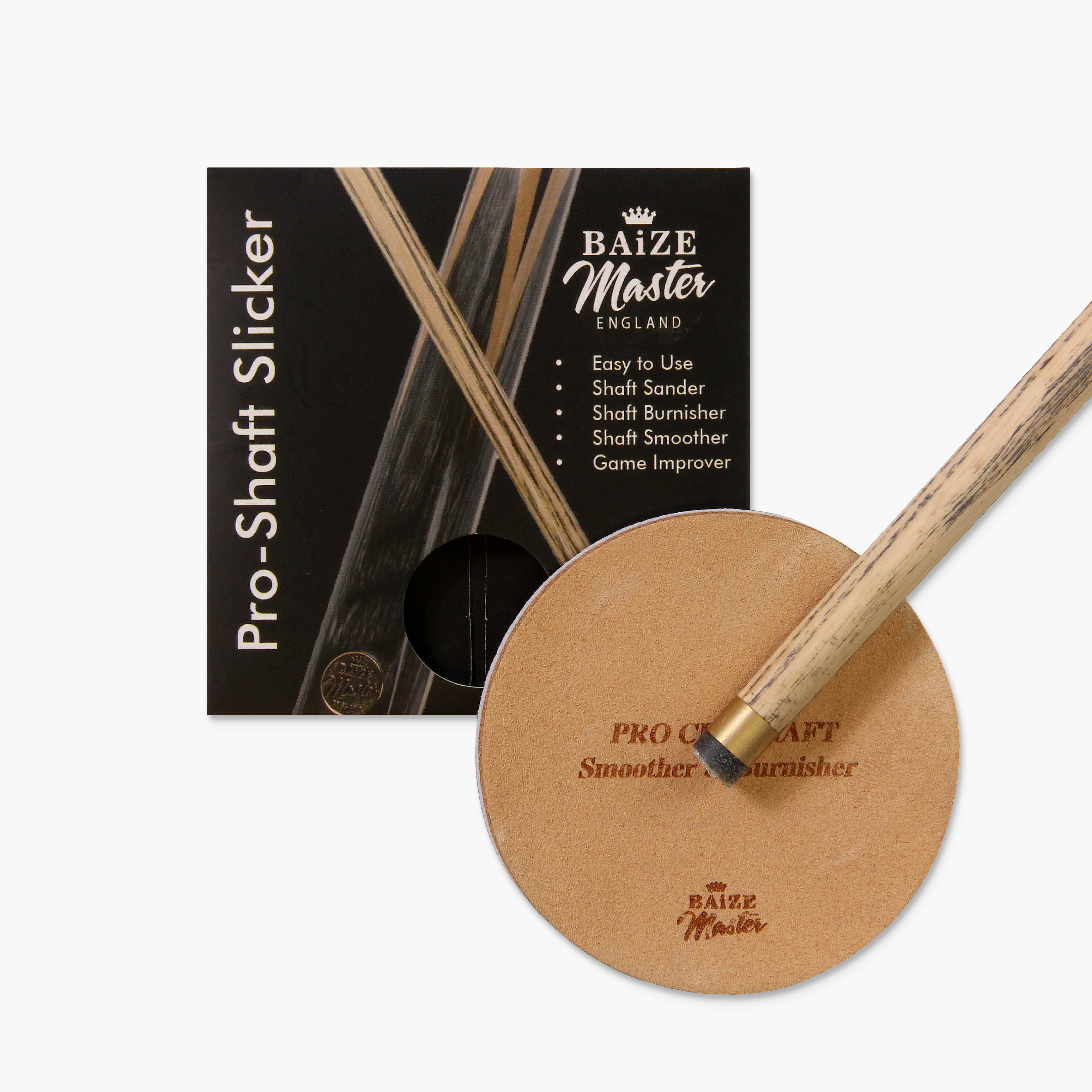 Baize Master Pro-Shaft Slicker cue burnishing pad Cue + Case