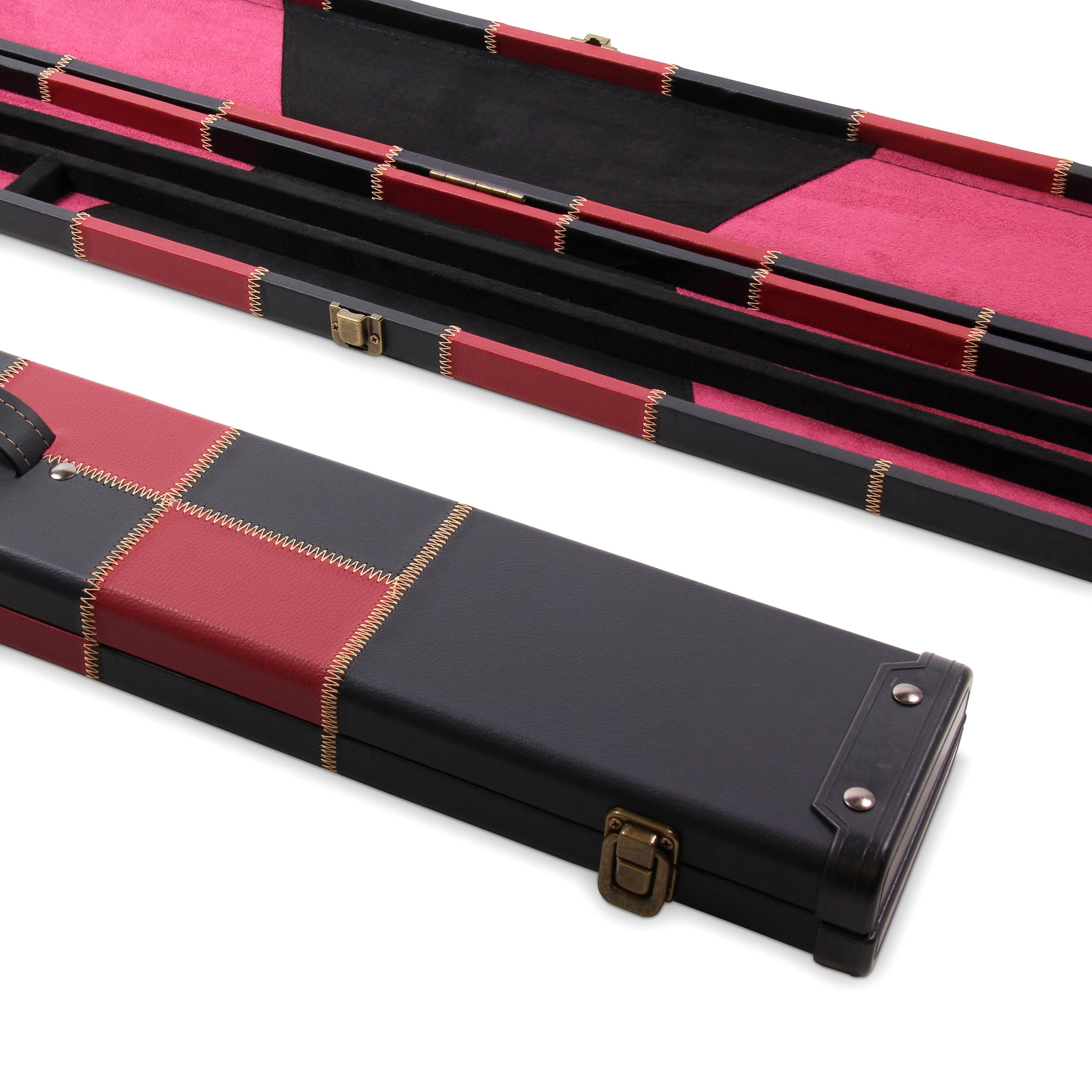 Deluxe chequered 2-piece cue case - 3 slot Cue + Case