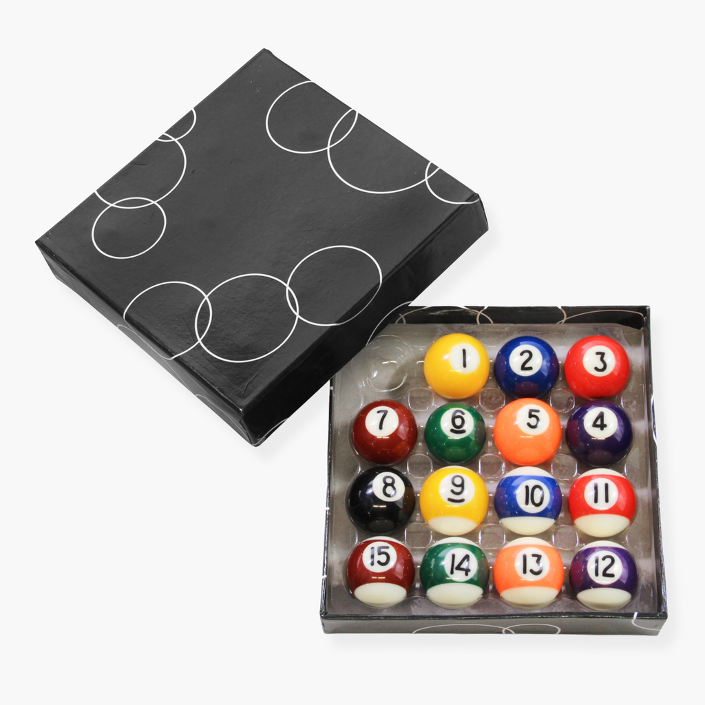 Mini magnetic spots and stripes pool balls - 15 set Cue + Case