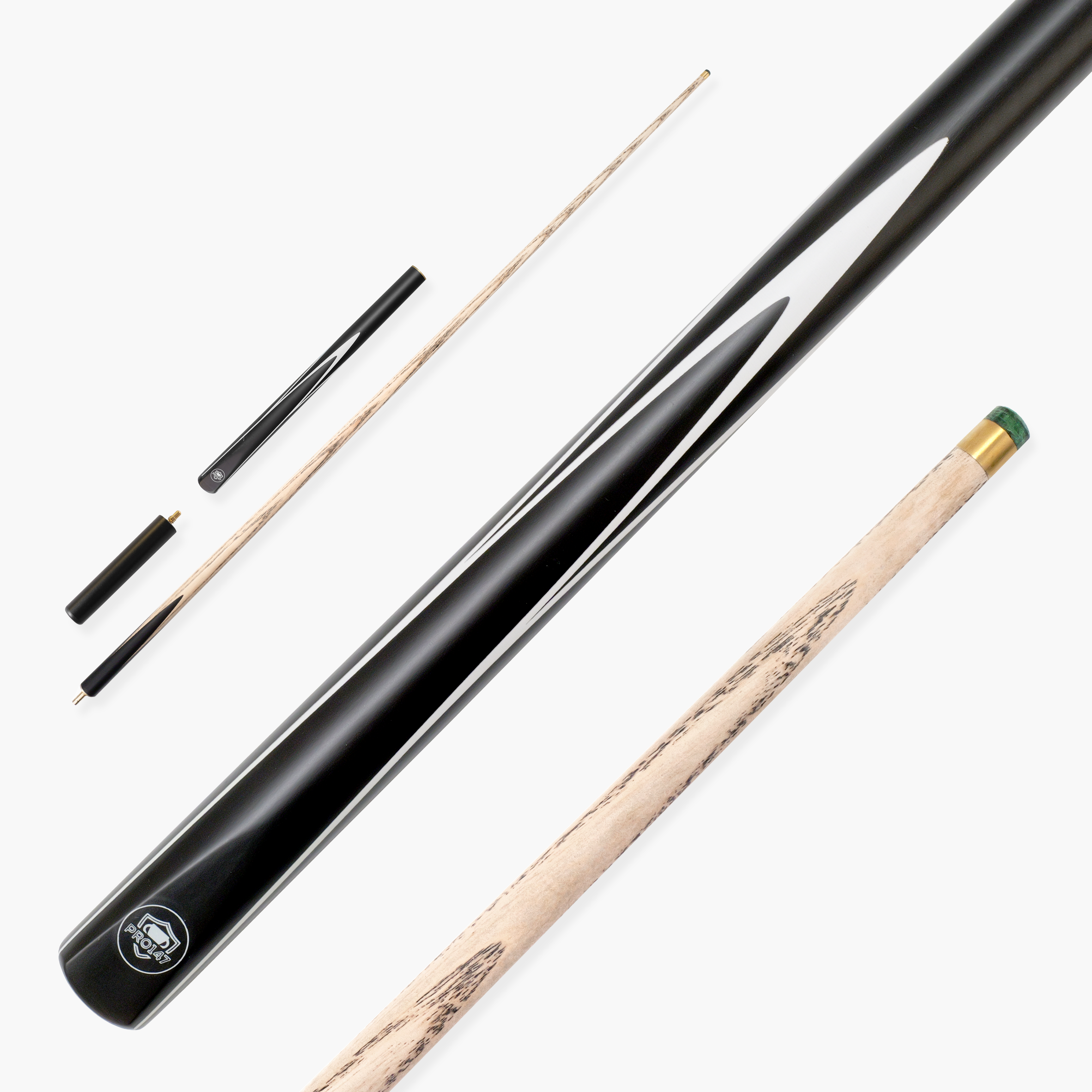 PRO147 Black and White Striker 57-inch 3/4 cue Cue + Case