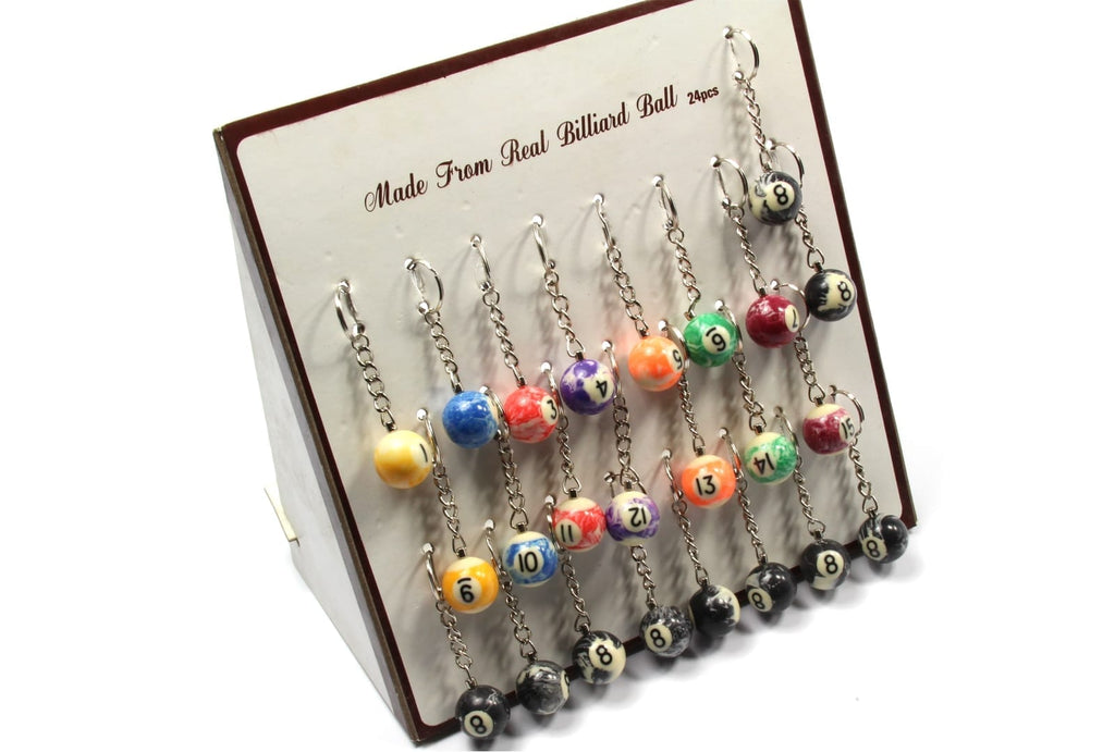 Miniature marble pool ball keyring - 2.5cm Cue + Case
