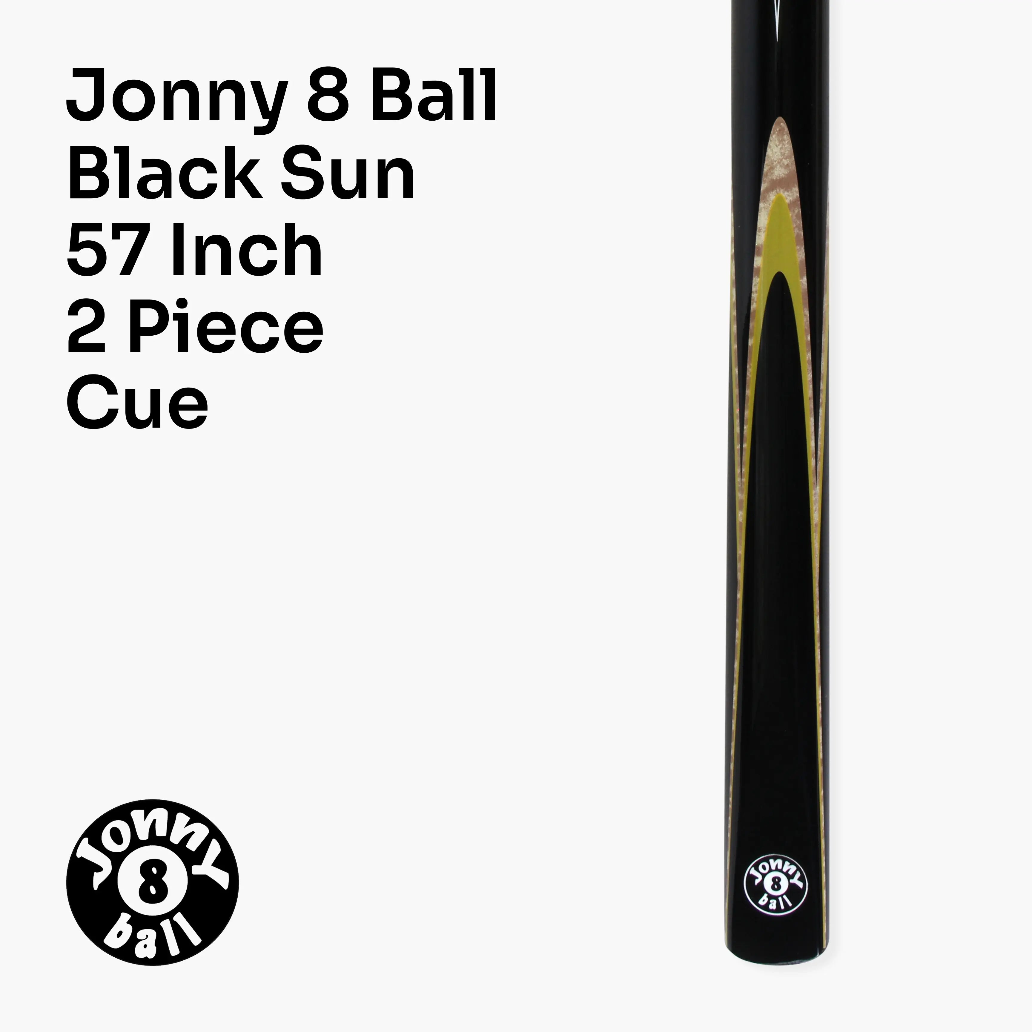 Jonny 8 Ball Black Sun 57-inch 2-piece pool cue Cue + Case
