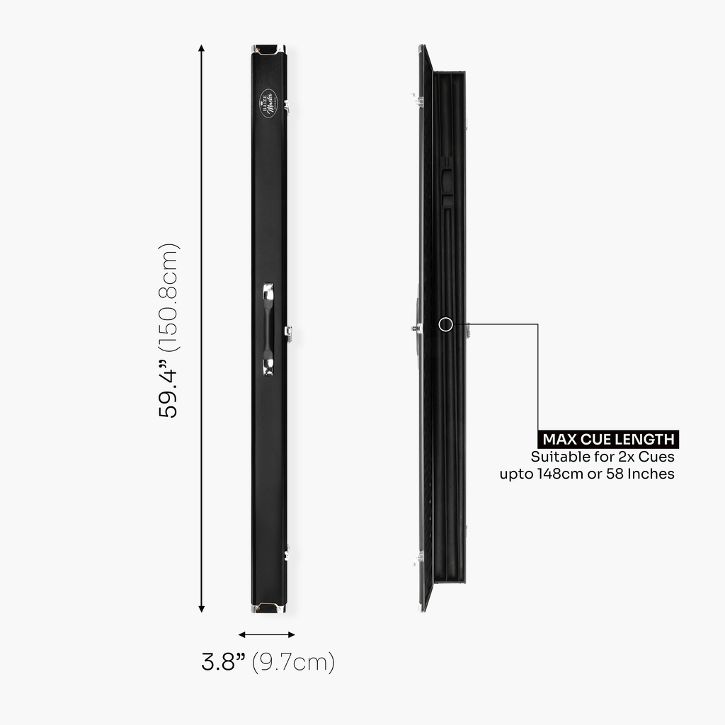 Baize Master Prestige Pro-Lock 1-piece metal cue case - 2 cues plus accessories Cue + Case