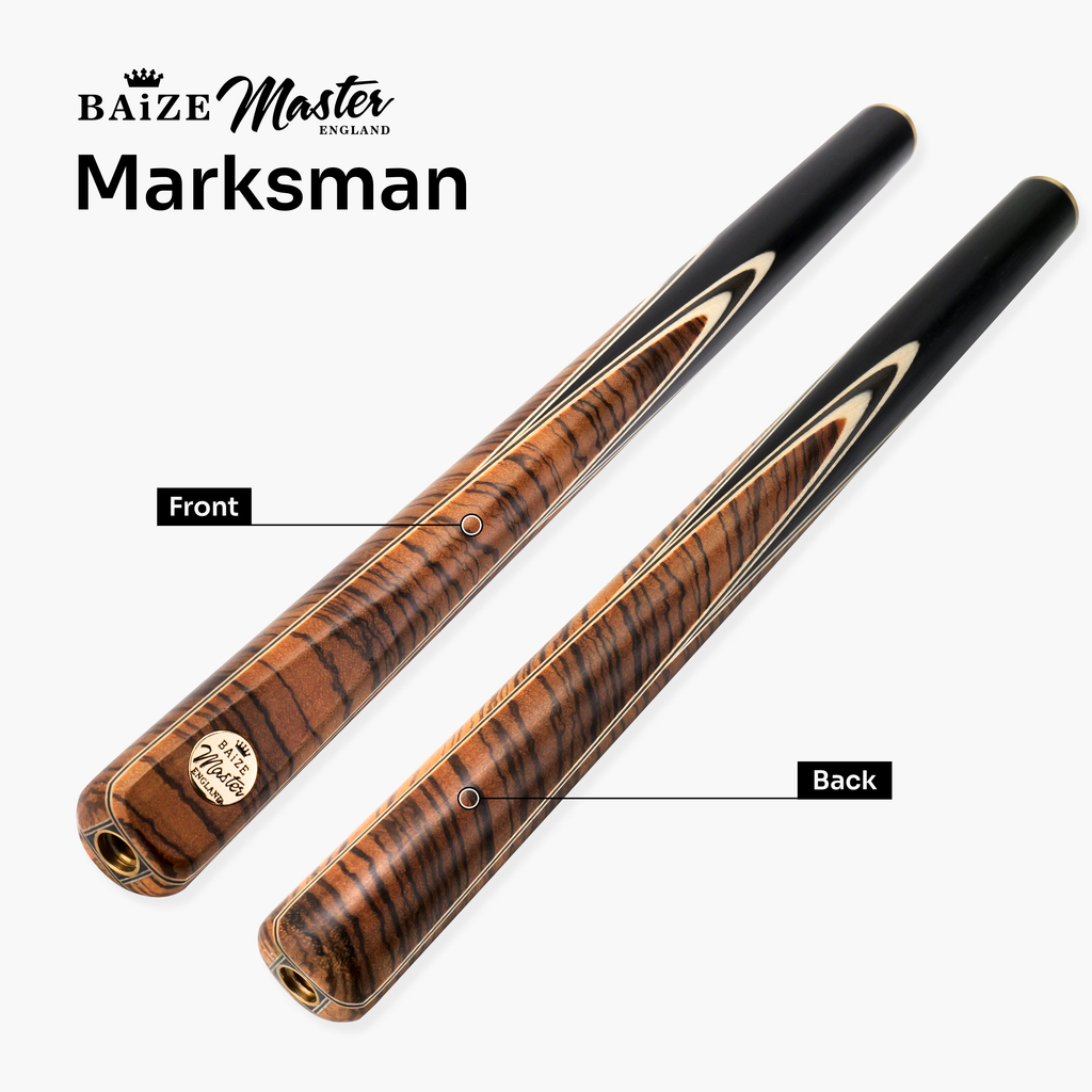Baize Master Tiger Marksman ¾ Joint English Pool Cue with 8.5mm Baize Master Blue Pressed Tip Cue + Case