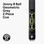 Jonny 8 Ball Geometric 57 Inch 2 Piece Snooker Pool Cue 10mm Tip Cue + Case