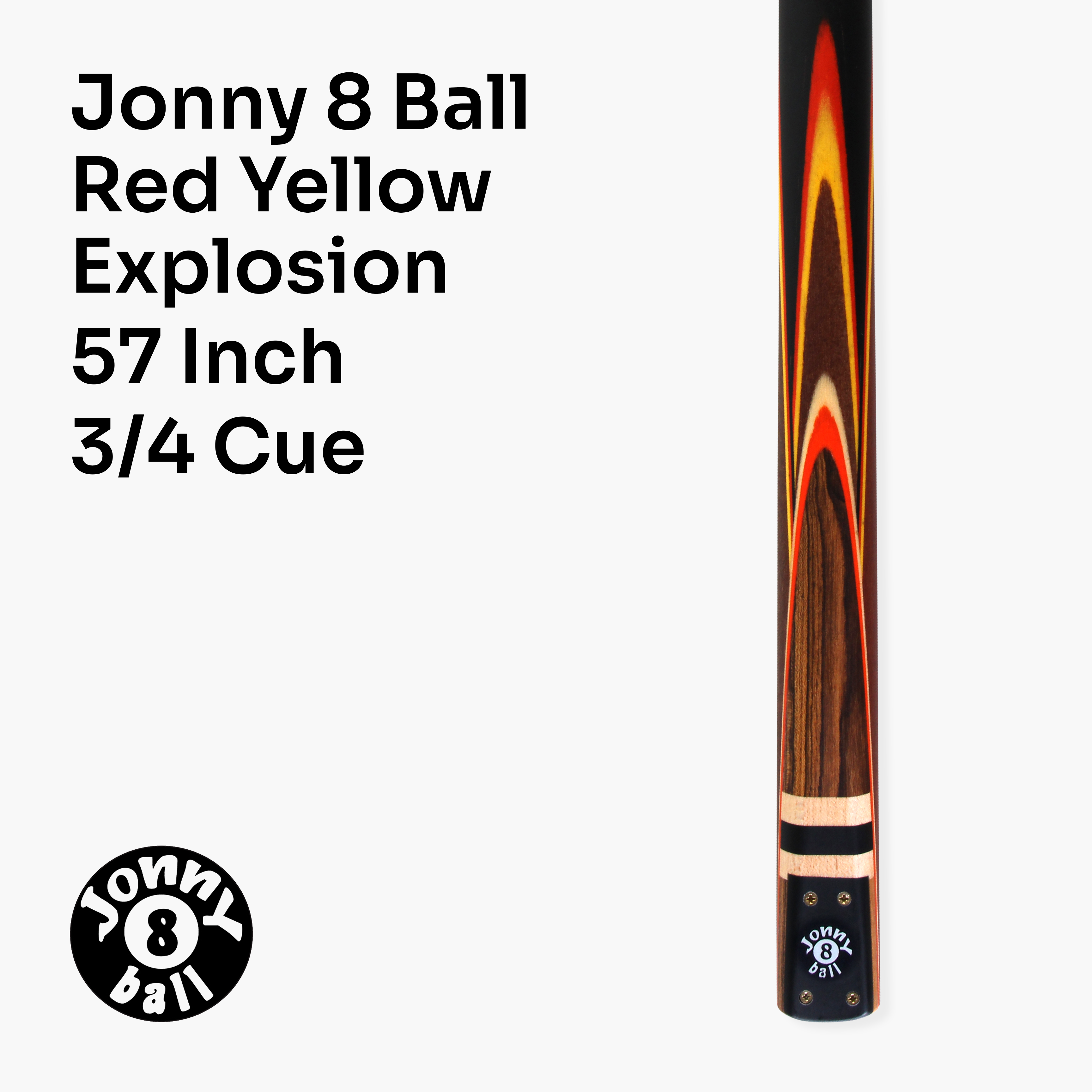 Jonny 8 Ball traditional 57-inch 3/4 cue with mini butt Cue + Case