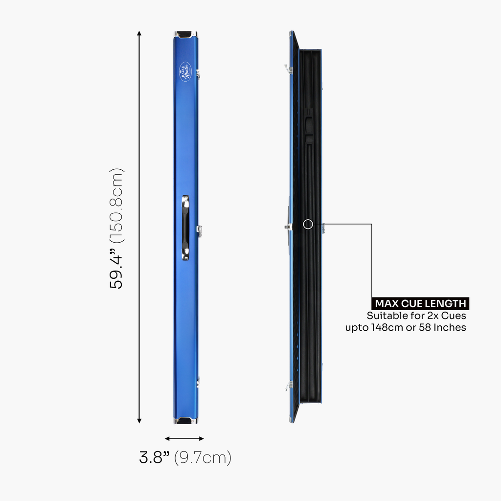 Baize Master Prestige Pro-Lock 1-piece metal cue case - 2 cues plus accessories Cue + Case