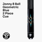 Jonny 8 Ball Geometric 57 Inch 2 Piece Snooker Pool Cue 10mm Tip Cue + Case