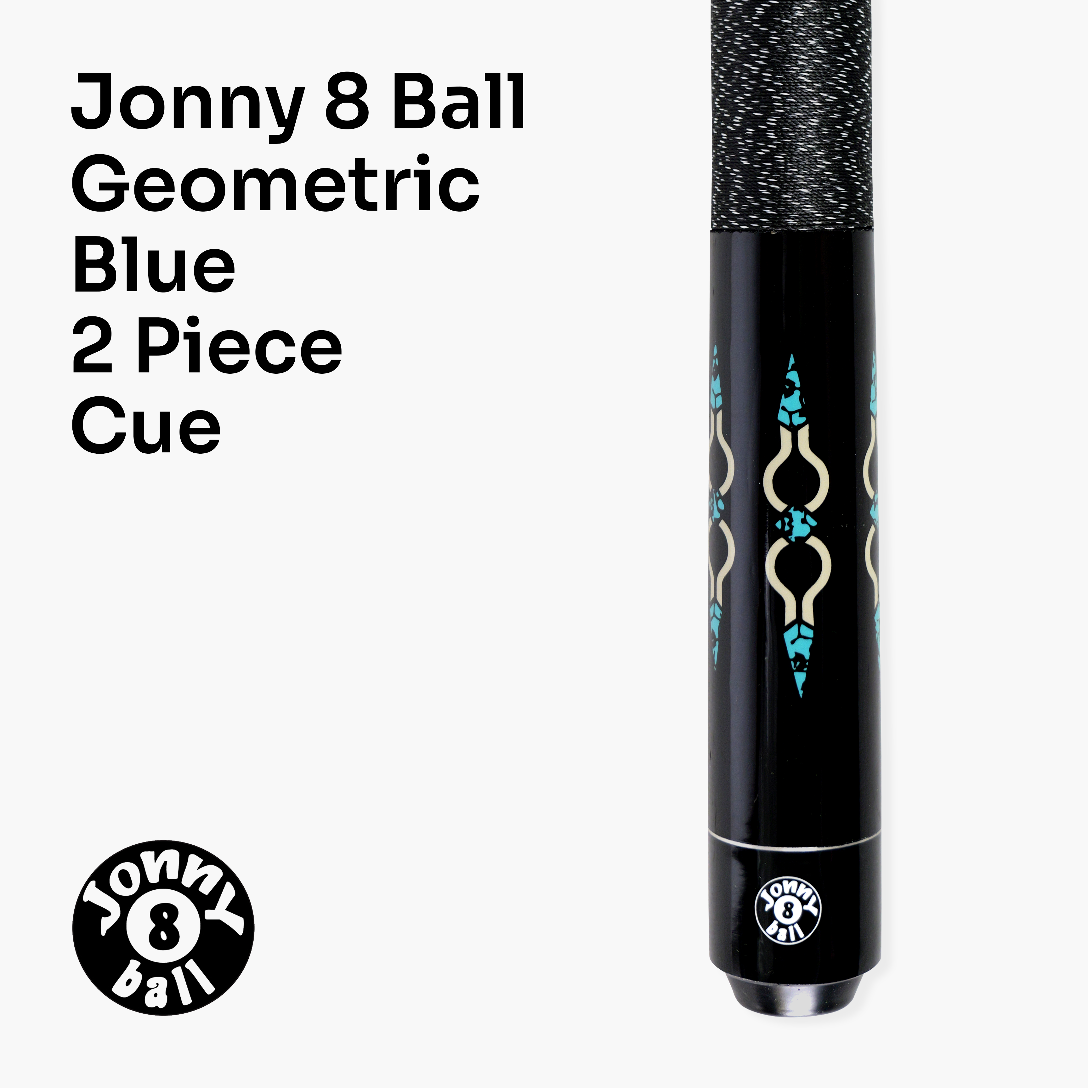 Jonny 8 Ball Geometric 57 Inch 2 Piece Snooker Pool Cue 10mm Tip Cue + Case